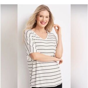 Maurices 24/7 Striped Tunic Tee Black White Plus Size 4X NWT